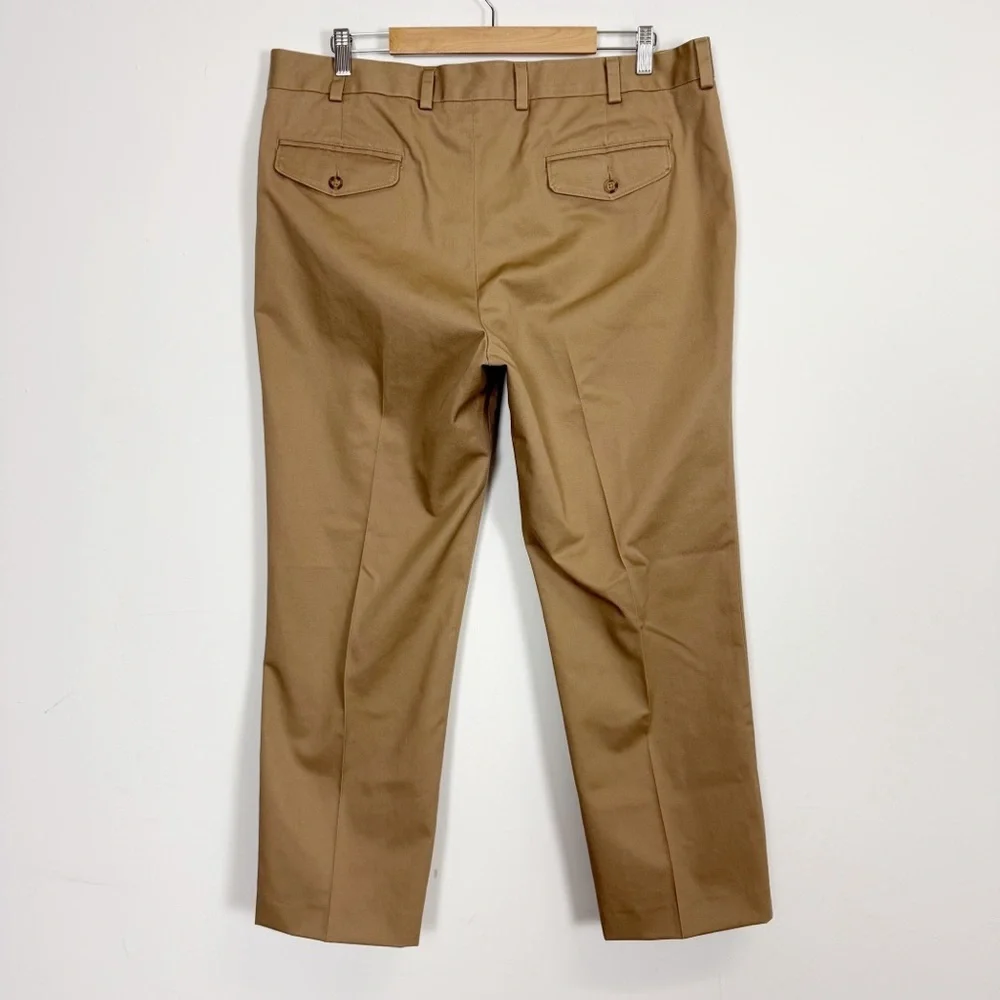 LL Bean Wrinkle Free Dress Chino Pants Mens 38 x 30.25 Dark Khaki Tan 292258 NWT